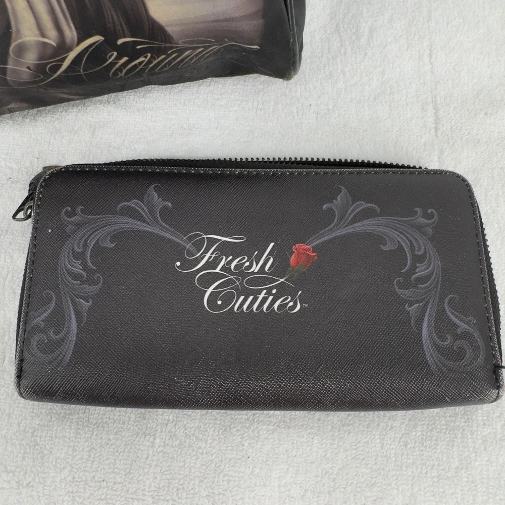 David Gonzales OG Angels Chicano Art Clown Girl Handbag and Wallet Set Black